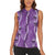 Hawaii Maile Lei Women Sleeveless Polo Shirt With Violet Monstera Pattern