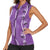 Hawaii Maile Lei Women Sleeveless Polo Shirt With Violet Monstera Pattern