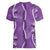 Hawaii Maile Lei Women V-Neck T-Shirt With Violet Monstera Pattern