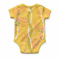 Hawaii Maile Lei Baby Onesie With Yellow Monstera Pattern LT05 - Polynesian Pride