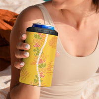 Hawaii Maile Lei 4 in 1 Can Cooler Tumbler With Yellow Monstera Pattern