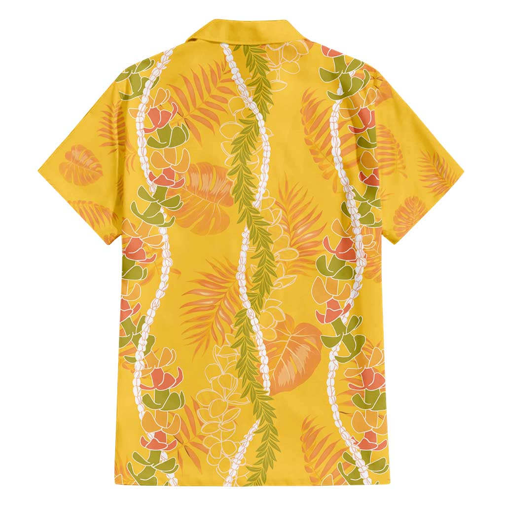 Hawaii Maile Lei Family Matching Off Shoulder Maxi Dress and Hawaiian Shirt With Yellow Monstera Pattern