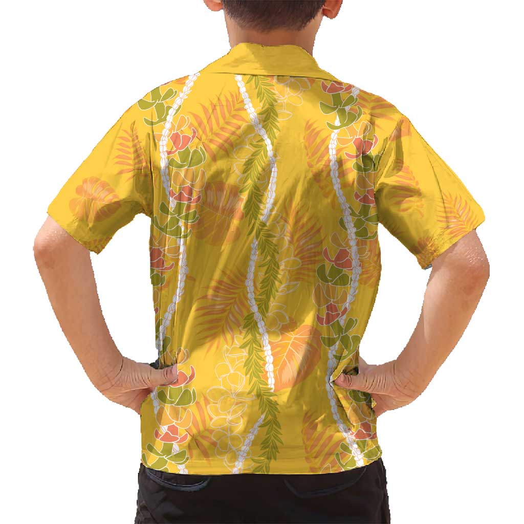 Hawaii Maile Lei Family Matching Summer Maxi Dress and Hawaiian Shirt With Yellow Monstera Pattern