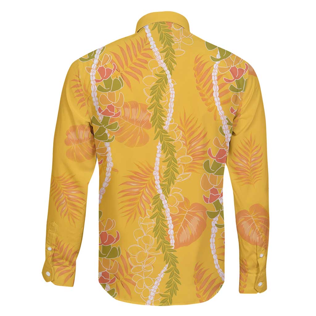 Hawaii Maile Lei Family Matching Summer Maxi Dress and Hawaiian Shirt With Yellow Monstera Pattern