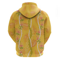 Hawaii Maile Lei Hoodie With Yellow Monstera Pattern