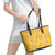 Hawaii Maile Lei Leather Tote Bag With Yellow Monstera Pattern