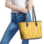 Hawaii Maile Lei Leather Tote Bag With Yellow Monstera Pattern