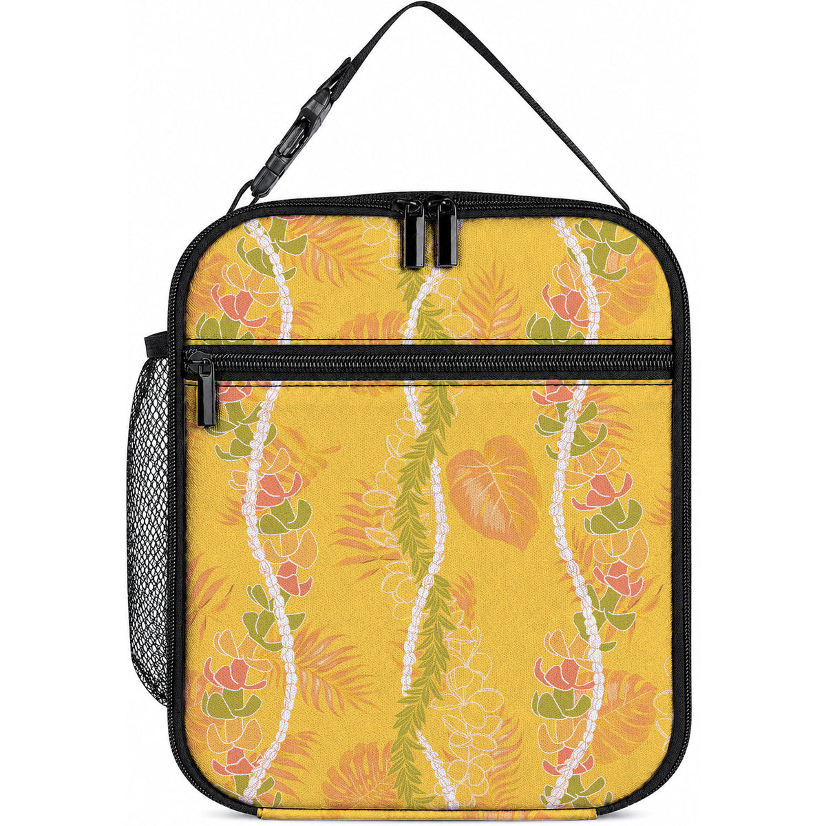 Hawaii Maile Lei Lunch Bag With Yellow Monstera Pattern LT05 10.2 × 8.3 × 4.3 inch Yellow - Polynesian Pride