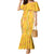 Hawaii Maile Lei Mermaid Dress With Yellow Monstera Pattern