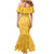 Hawaii Maile Lei Mermaid Dress With Yellow Monstera Pattern