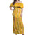 Hawaii Maile Lei Off Shoulder Maxi Dress With Yellow Monstera Pattern