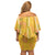 Hawaii Maile Lei Off Shoulder Short Dress With Yellow Monstera Pattern