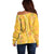 Hawaii Maile Lei Off Shoulder Sweater With Yellow Monstera Pattern