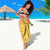 Hawaii Maile Lei Sarong With Yellow Monstera Pattern