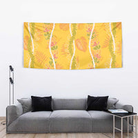 Hawaii Maile Lei Tapestry With Yellow Monstera Pattern