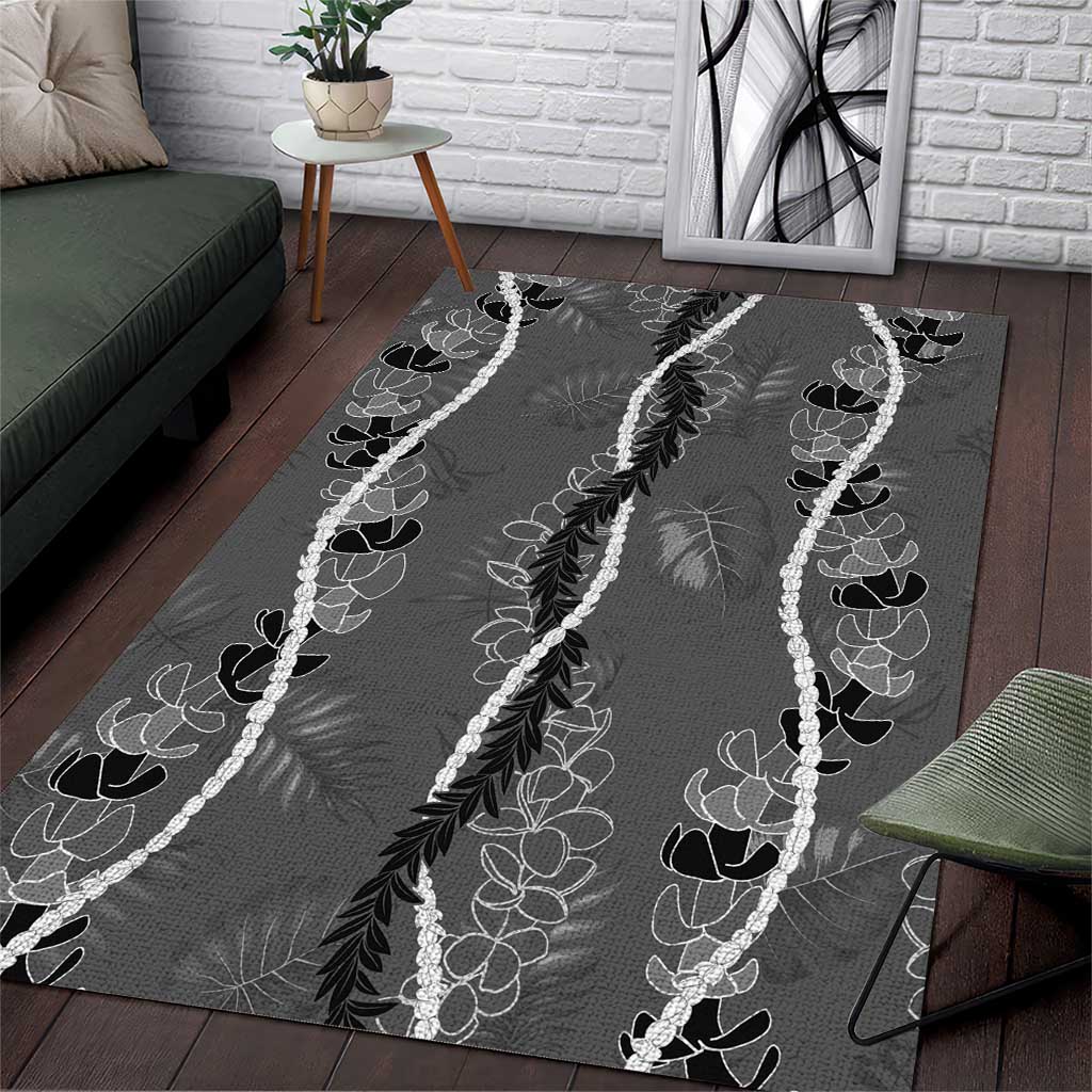 Hawaii Maile Lei Area Rug With Gray Monstera Pattern