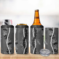 Hawaii Maile Lei 4 in 1 Can Cooler Tumbler With Gray Monstera Pattern