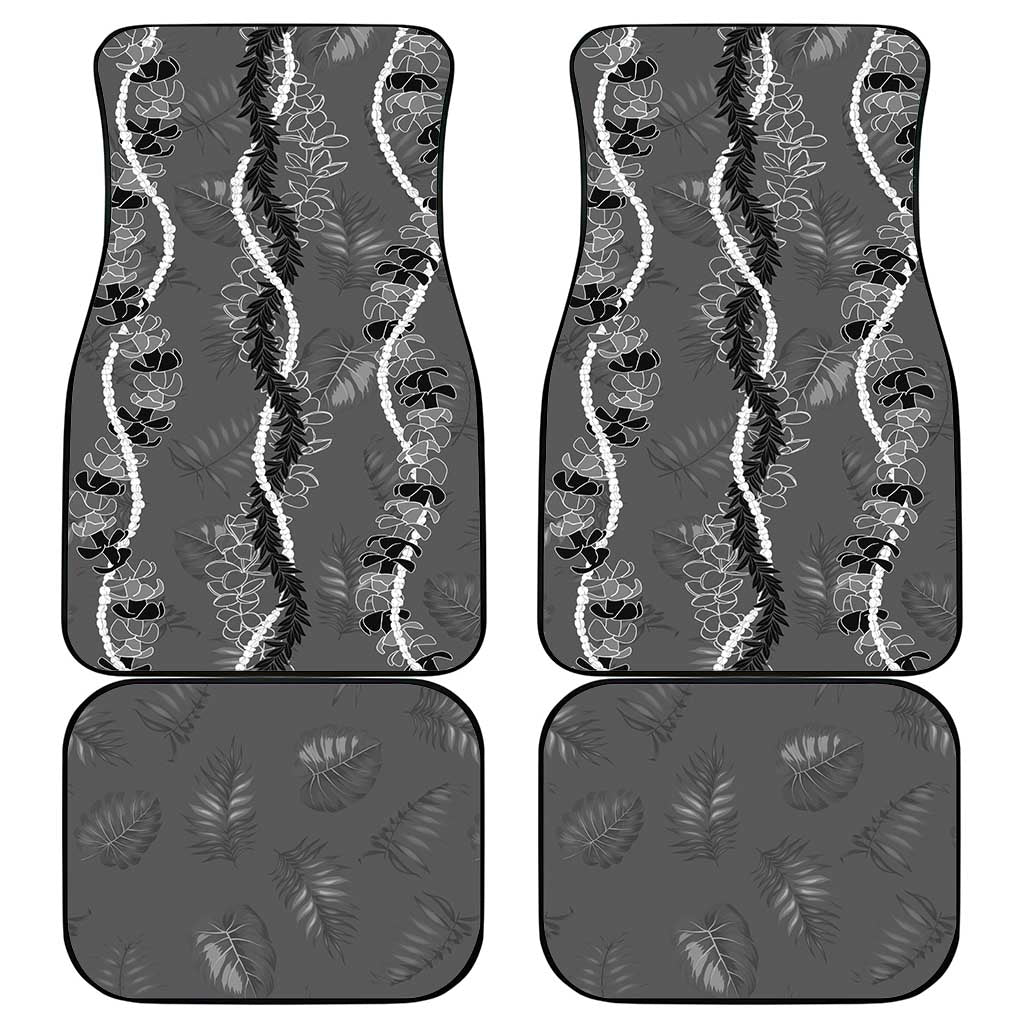 Hawaii Maile Lei Car Mats With Gray Monstera Pattern
