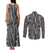 Hawaii Maile Lei Couples Matching Tank Maxi Dress and Long Sleeve Button Shirt With Gray Monstera Pattern