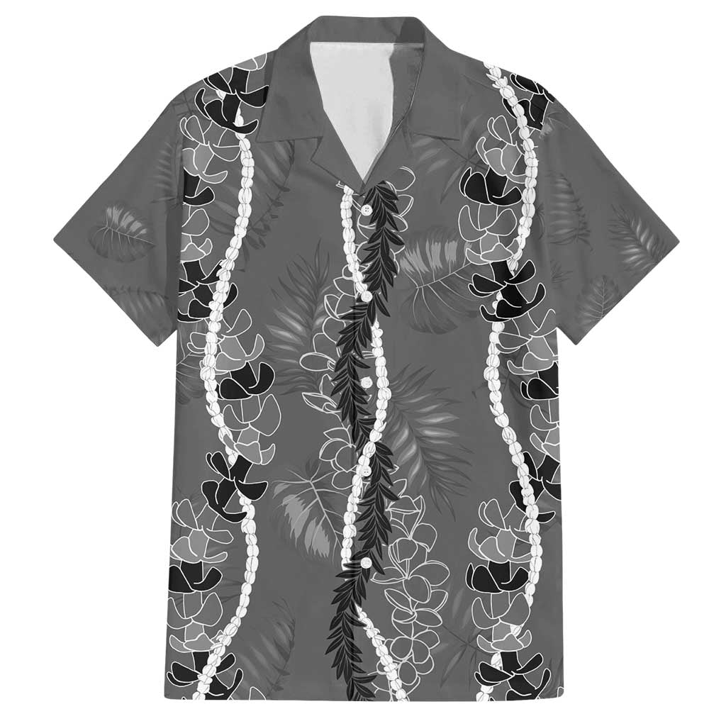 Hawaii Maile Lei Family Matching Off Shoulder Maxi Dress and Hawaiian Shirt With Gray Monstera Pattern
