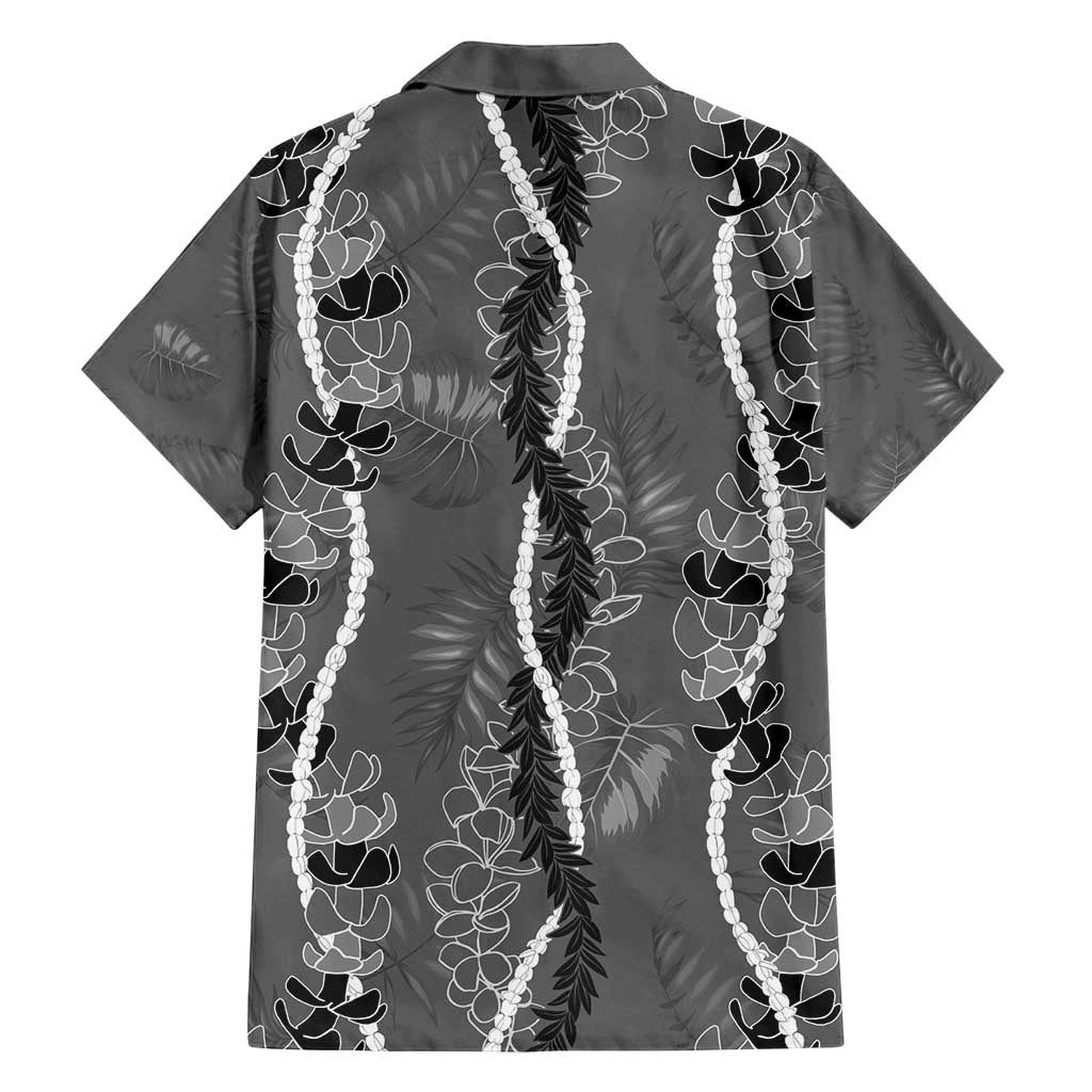 Hawaii Maile Lei Family Matching Off Shoulder Maxi Dress and Hawaiian Shirt With Gray Monstera Pattern