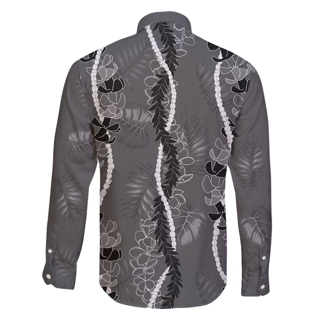 Hawaii Maile Lei Family Matching Off Shoulder Maxi Dress and Hawaiian Shirt With Gray Monstera Pattern