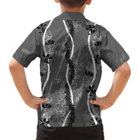 Hawaii Maile Lei Family Matching Short Sleeve Bodycon Dress and Hawaiian Shirt With Gray Monstera Pattern