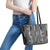 Hawaii Maile Lei Leather Tote Bag With Gray Monstera Pattern