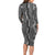 Hawaii Maile Lei Long Sleeve Bodycon Dress With Gray Monstera Pattern