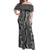 Hawaii Maile Lei Off Shoulder Maxi Dress With Gray Monstera Pattern