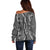 Hawaii Maile Lei Off Shoulder Sweater With Gray Monstera Pattern