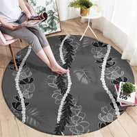 Hawaii Maile Lei Round Carpet With Gray Monstera Pattern LT05 - Polynesian Pride