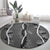 Hawaii Maile Lei Round Carpet With Gray Monstera Pattern