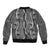 Hawaii Maile Lei Sleeve Zip Bomber Jacket With Gray Monstera Pattern