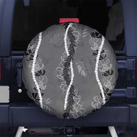 Hawaii Maile Lei Spare Tire Cover With Gray Monstera Pattern