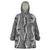 Hawaii Maile Lei Wearable Blanket Hoodie With Gray Monstera Pattern