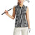 Hawaii Maile Lei Women Sleeveless Polo Shirt With Gray Monstera Pattern