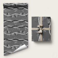 Hawaii Maile Lei Wrapping Paper With Gray Monstera Pattern - Polynesian Pride