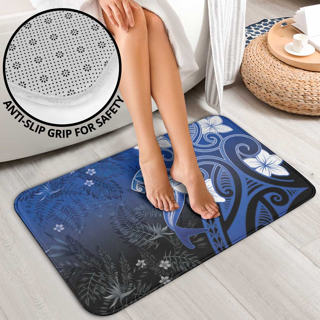 Polynesia Hammerhead Shark Bathroom Set Blue Tribal Pattern With Plumeria - Polynesian Pride