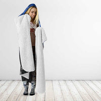 Polynesia Hammerhead Shark Hooded Blanket Blue Tribal Pattern With Plumeria - Polynesian Pride