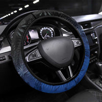 Polynesia Hammerhead Shark Steering Wheel Cover Blue Tribal Pattern With Plumeria - Polynesian Pride