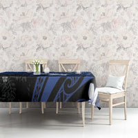 Polynesia Hammerhead Shark Tablecloth Blue Tribal Pattern With Plumeria - Polynesian Pride