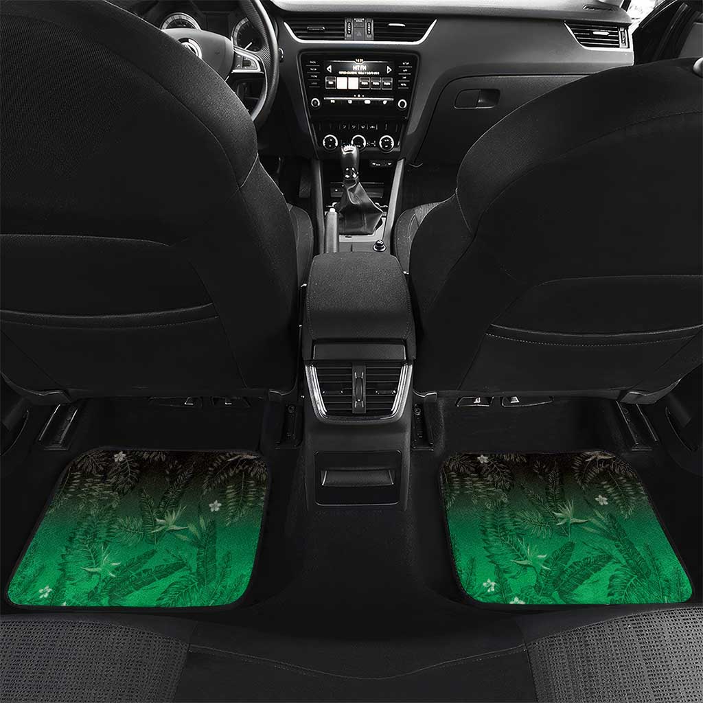 Polynesia Hammerhead Shark Car Mats Green Tribal Pattern With Plumeria - Polynesian Pride