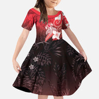 Polynesia Hammerhead Shark Family Matching Off Shoulder Maxi Dress and Hawaiian Shirt Red Tribal Pattern With Plumeria - Polynesian Pride