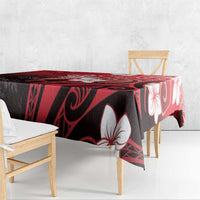 Polynesia Hammerhead Shark Tablecloth Red Tribal Pattern With Plumeria - Polynesian Pride