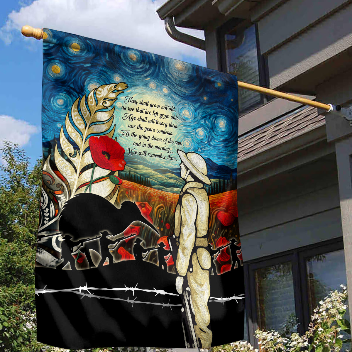 Kei Wareware Tatou New Zealand ANZAC Day Garden Flag Starry Night Inspo Style