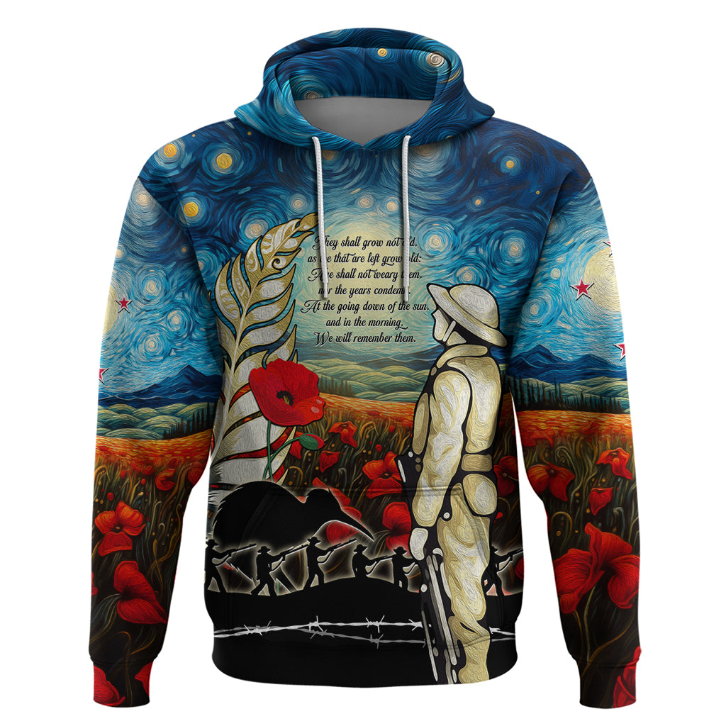 Kei Wareware Tatou New Zealand ANZAC Day Hoodie Starry Night Inspo Style LT05 Pullover Hoodie Blue - Polynesian Pride