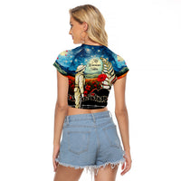 Kei Wareware Tatou New Zealand ANZAC Day Raglan Cropped T Shirt Starry Night Inspo Style LT05 - Polynesian Pride