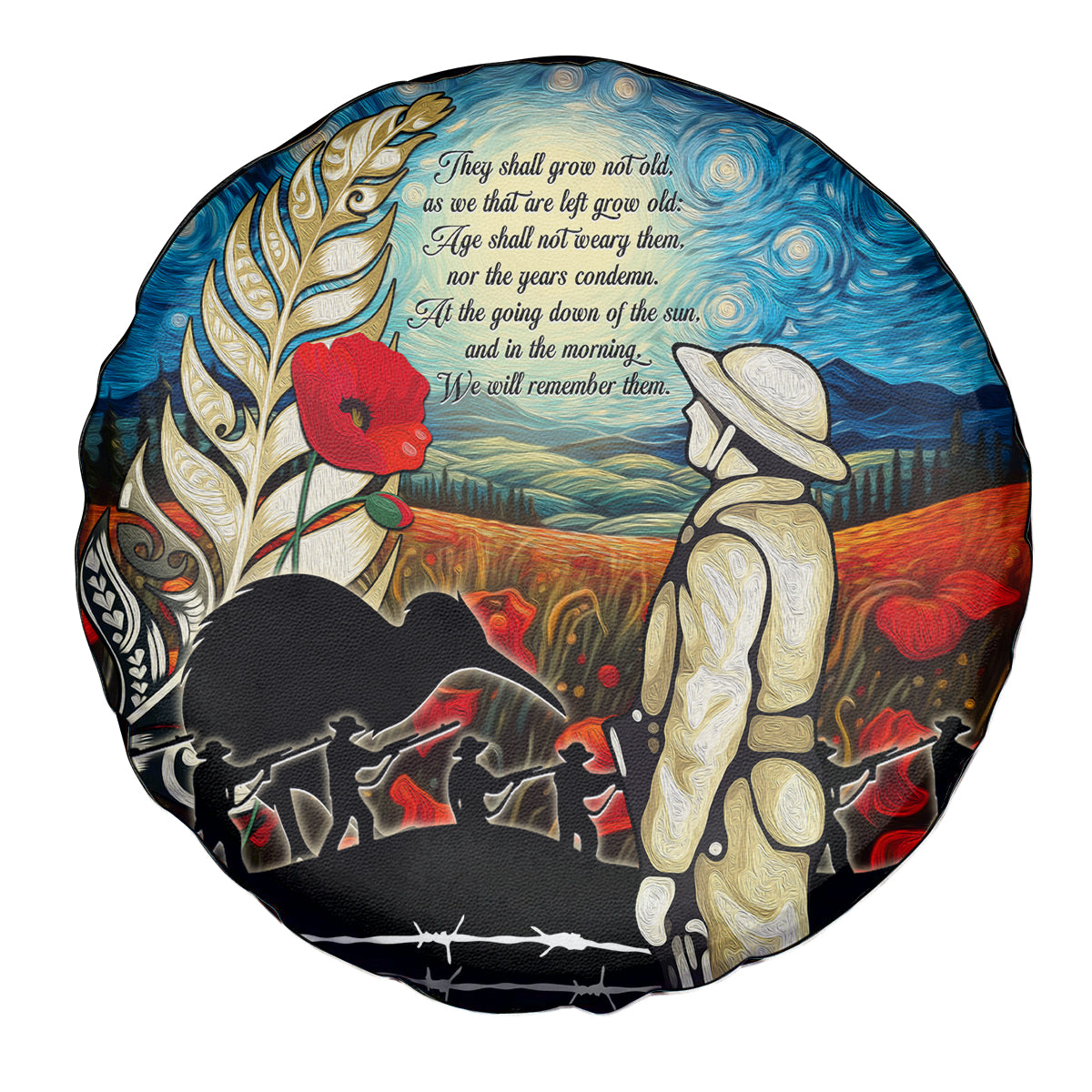 Kei Wareware Tatou New Zealand ANZAC Day Spare Tire Cover Starry Night Inspo Style