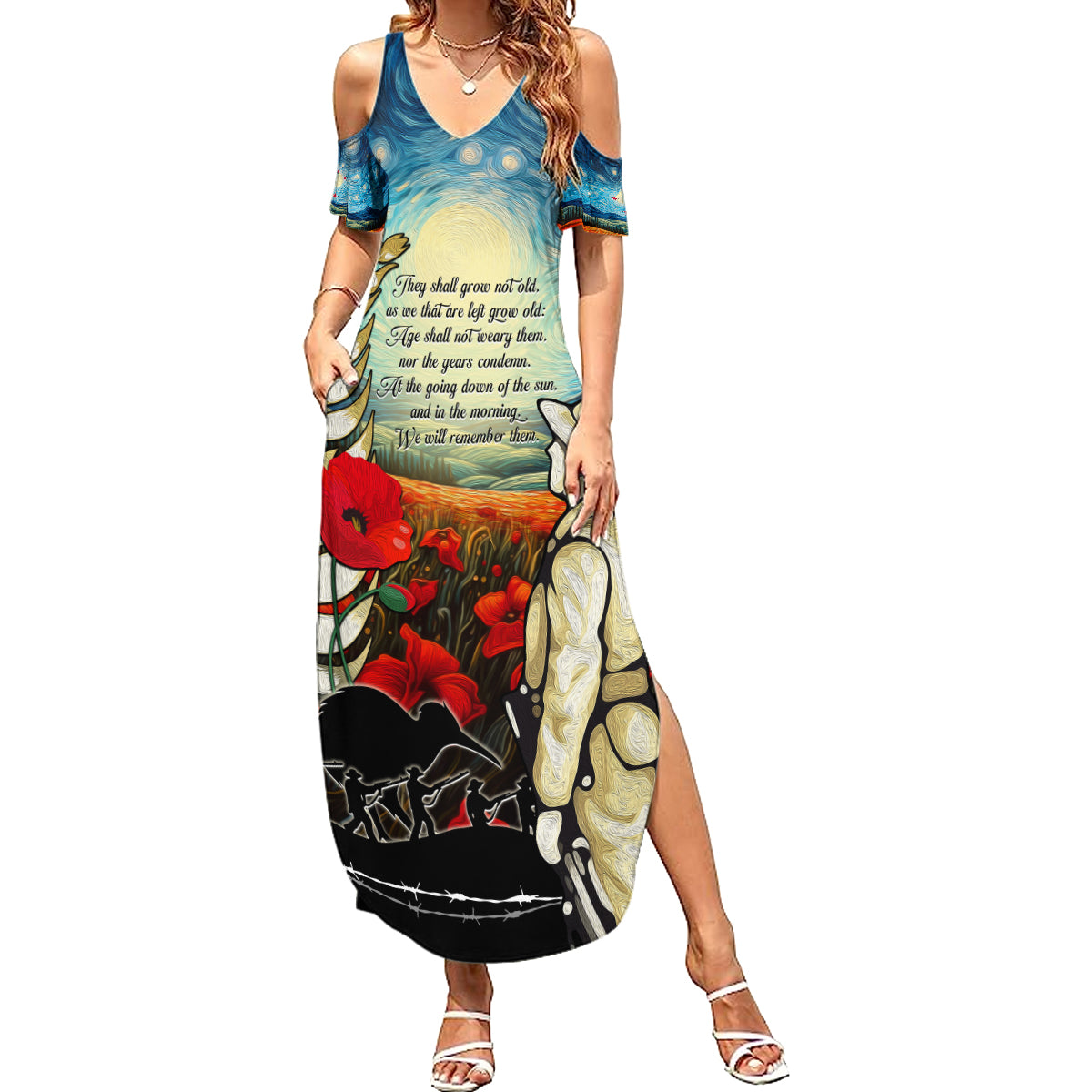 Kei Wareware Tatou New Zealand ANZAC Day Summer Maxi Dress Starry Night Inspo Style LT05 Women Blue - Polynesian Pride